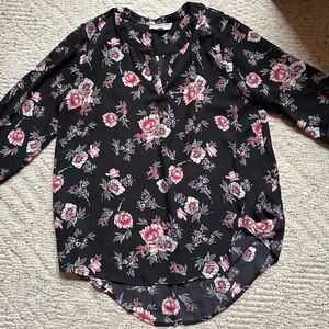 Women’s Pink Republic Black Floral Blouse, size XL